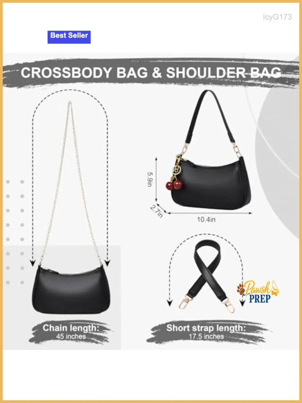 Small Faux Leather Hobo Crossbody Bag with Cherry Charm and RFID Blocking